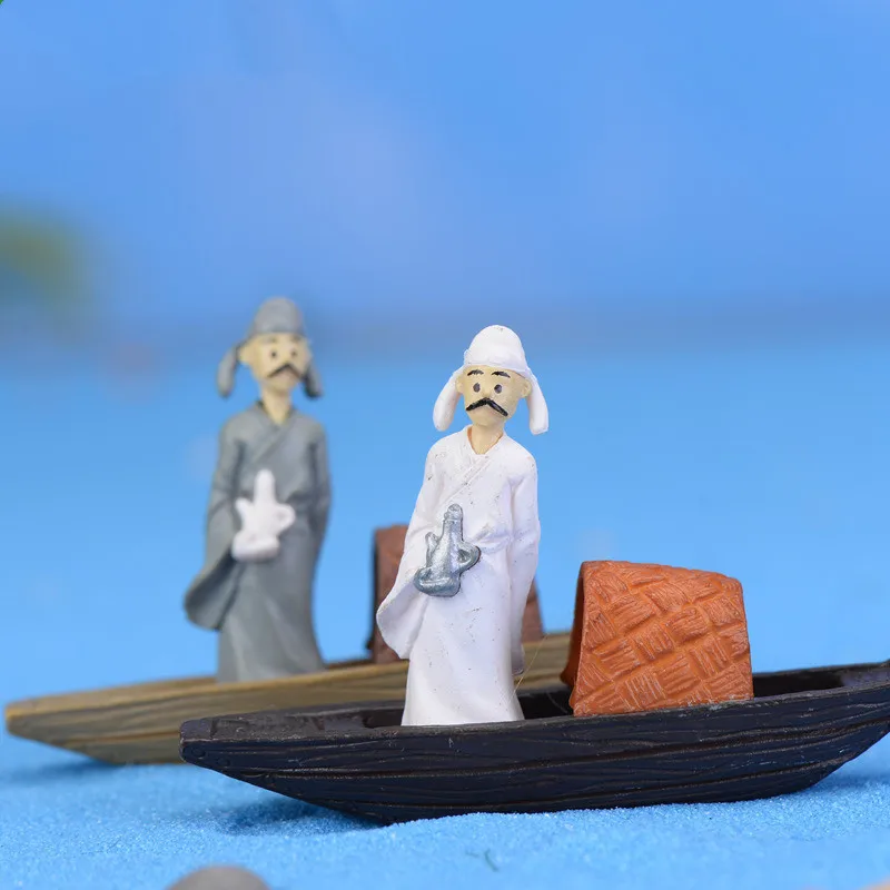 Cartoon Raft Boat Ancient Poet Dolls Models Anime Figure DIY Daily Assembly Ornaments Crafts Materials Figma Gifts Toys for Kids | Игрушки и