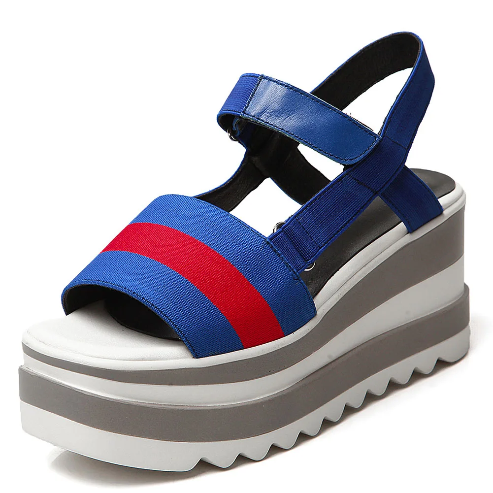 

2021 Luxury Brand New Comfy Walking High Heels Summer Leather Insole Casual Platform Sandals Wedges Shoes Woman
