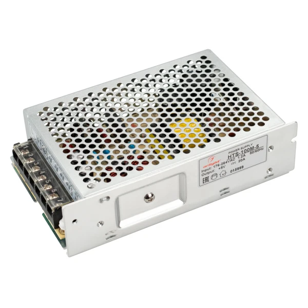 Блок питания HTS-100M-5 (5V 20A 100W) ( IP20 Сетка 3 года) | Освещение