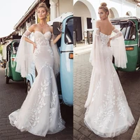 luxury wedding dresses mermaid sweetheart short sleeves lace appliques tulle floor length bridal gowns vestito da sposa