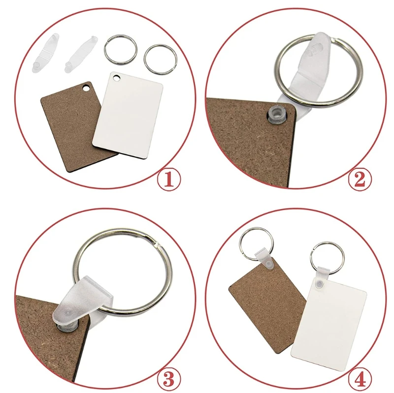 

30Pcs Sublimation Heat Transfer Wood Blank Rectangle MDF Keychains Jewelry DIY 23GE