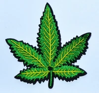 1x green pot leaf tobacco five leaves boho hippie retro applique iron on patch %e2%89%88 6 4 6 4 cm
