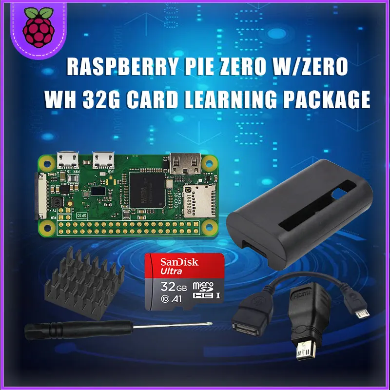 Raspberry Pi zero WH комплект для начинающих W + карта 32 ГБ адаптер питания Корпус из