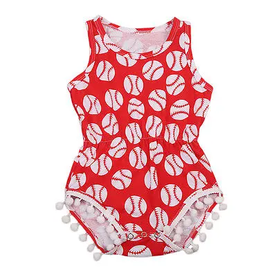 Милый для новорожденных девочек без рукавов футбол боди комбинезон малышей