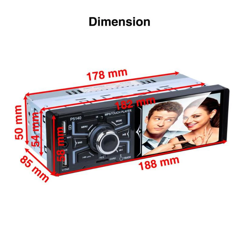Автомобильный стереоплеер 4 1 дюйма 1080P Bluetooth радио Rds Am/Fm Mp3 Wma Mp4 Mp5 приемник |