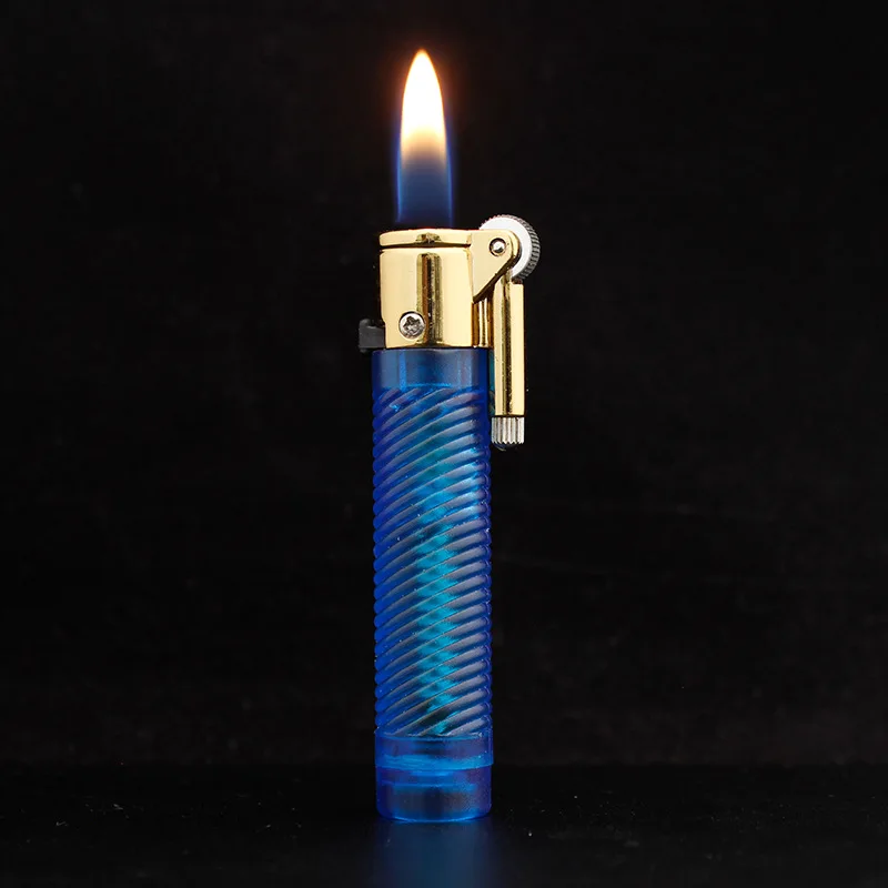 

1PC Funny Lighters Butane Gas Lighter With Fire Lock Inflatable Grinding Wheel Flint Ghost Flame Cigarette lighter