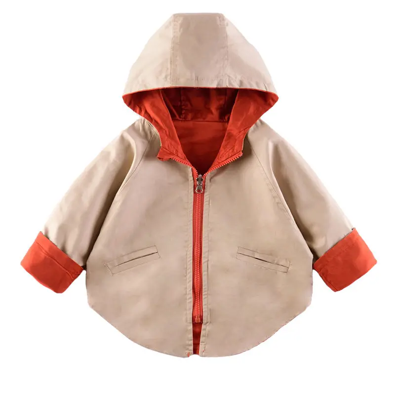 

Spring 2-7Y Children's Outerwear Baby Windbreaker Jacket For Boys Cartoon Cotton Hooded Double-Faced Kids Clothes Trench Coats