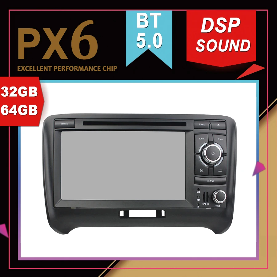Автомобильный мультимедийный GPS навигатор PX6 на Android 9 0 для Audi TT 2006 2013 DSP звуковая