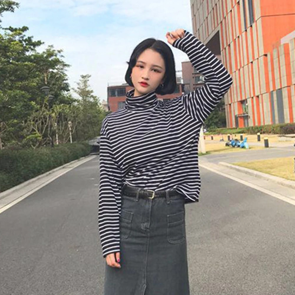 Футболка женская с высоким воротом и длинным рукавом | Женская одежда