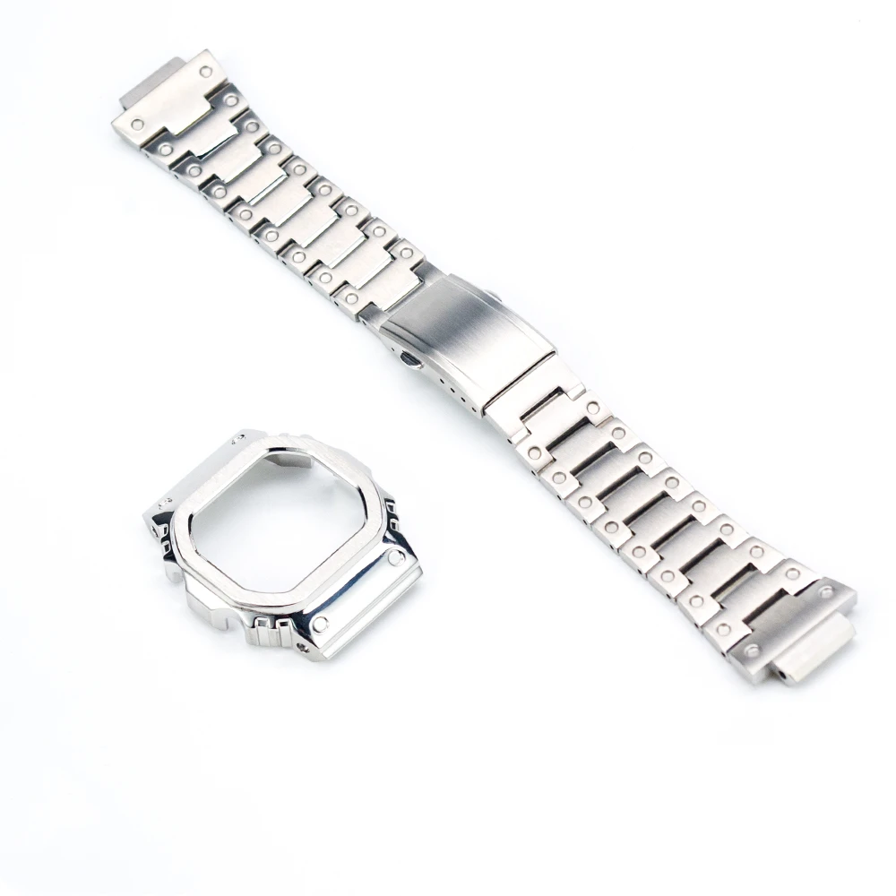 SILVER SET Серебряный набор DW5600 5610 ремешок для часов ободок аксессуары Металл Нержавеющая сталь обновленный набор - Цвет ремешка: SILVER SET