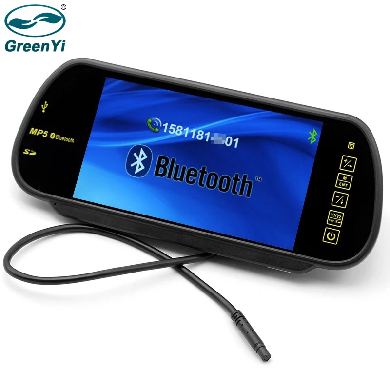 Автомобильный зеркальный монитор GreenYi 800*480 7 &quotTFT экран MP4 MP5 Bluetooth заднего вида с