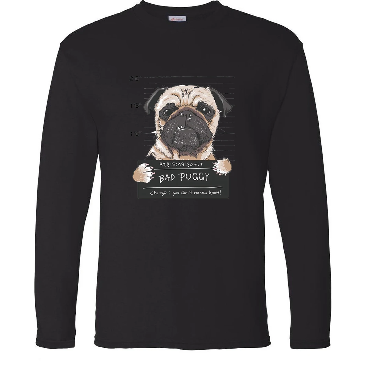 Футболка Bad Puggy с круглым вырезом и длинным рукавом Брендовые мужские футболки