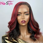 Цветной объемный волнистый кружевной передний парик для женщин 360 Красные кружевные передние человеческие волосы парики предварительно выщипанные Волнистые Короткие парики из человеческих волос 130 Remy
