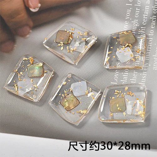 Подвеска в форме смолы из натуральной ракушки Золотая фольга материал для