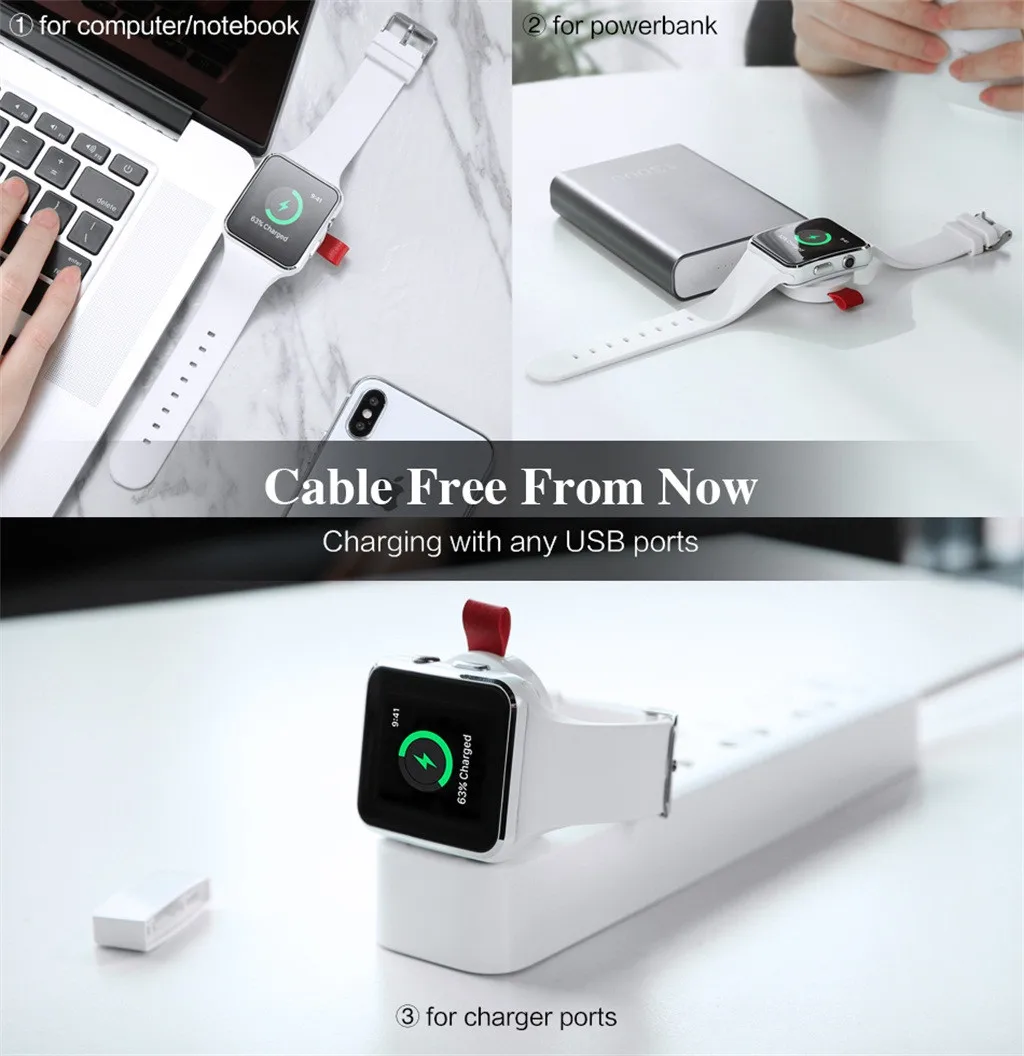 

Smart Accessories Usb Wireless Charger Charging Dock Stand Holder For Iwatchseries 5 40/44mm For Mi Band 4 Dropship