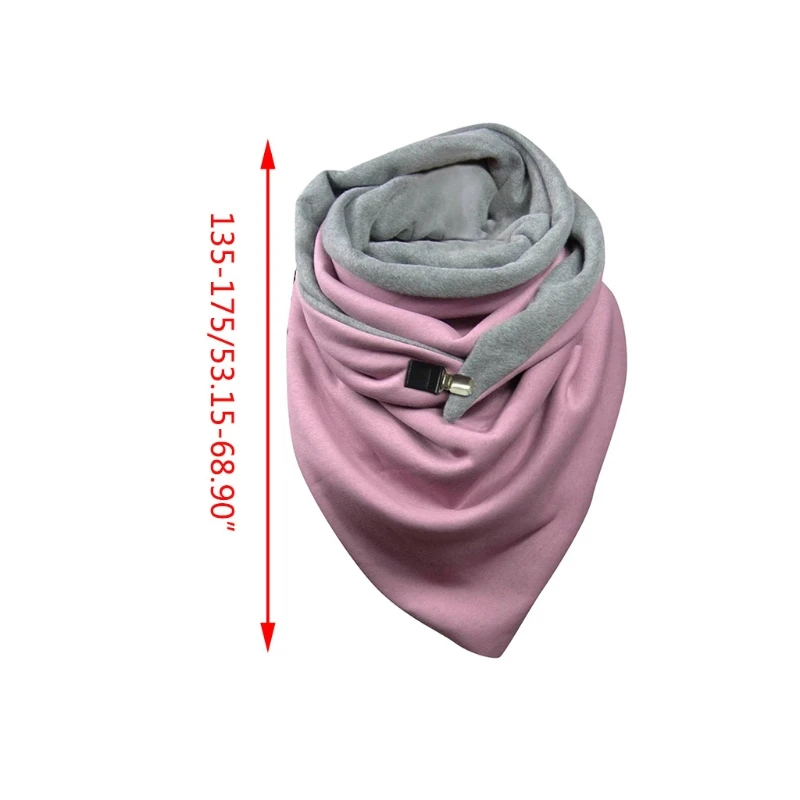 

Unisex Winter Solid Color Triangle Scarf with Button Clip Thicken Warm Windproof Neck Shawl Wrap Thermal Blanket Poncho