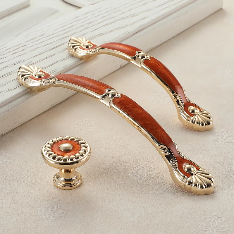 WV европейские красные янтарно желтые ручки шкафа из цинкового сплава 128 мм