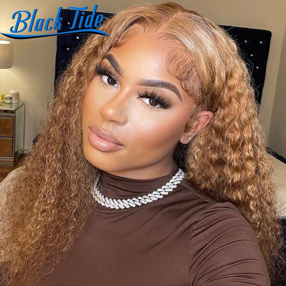 Curly Lace Front Wig Highlight Wig Human Hair 13x4 Lace Frontal Wig HD Transparent Lace Front Human Hair Wigs Remy Deep Wave Wig