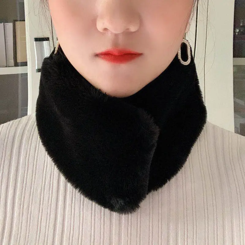 

Faux Rabbit Fur Scarf Ring Fur Snood Femme Portable Casual Scarves New Cute Natural Fur Neckerchief Scarf Women Keep Warm