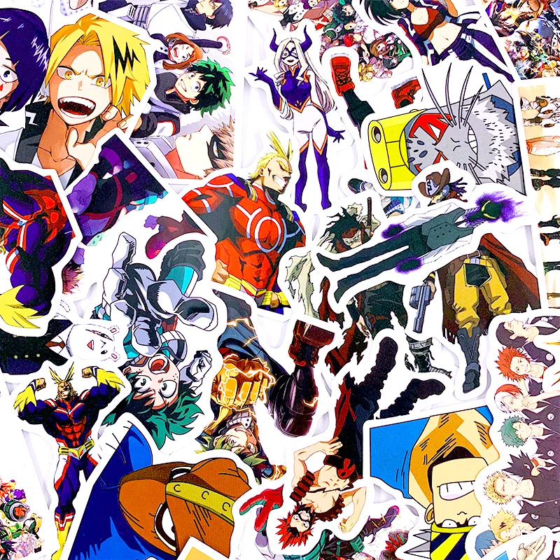 50 шт., наклейки на чемодан My Hero Academy, скейтборд, ноутбук, izku, Midoriya, All Might Boku, no Hero Academy, аниме, персонажи, наклейки