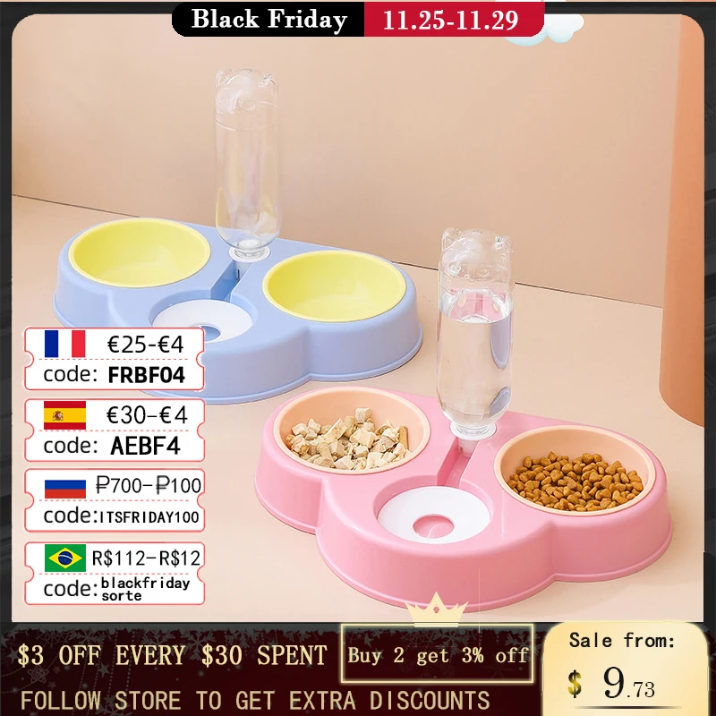 

Pet Dog Bowl Cat Three Bowl Neck Guard Cute Pet Feeder Automatic Water Dispenser Plastic Pet Utensils Removable and Washable
