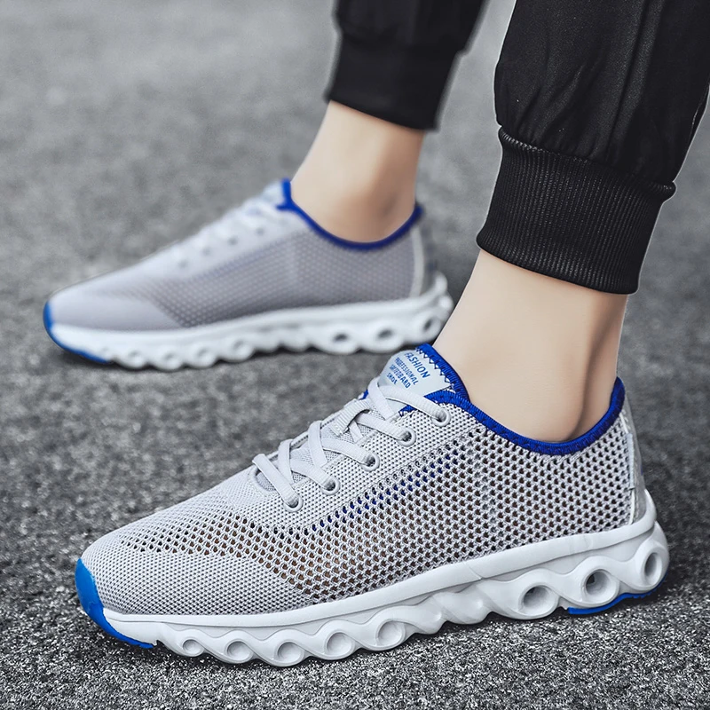 Летние мужские беговые кроссовки Летающие тканые сетчатые спортивные