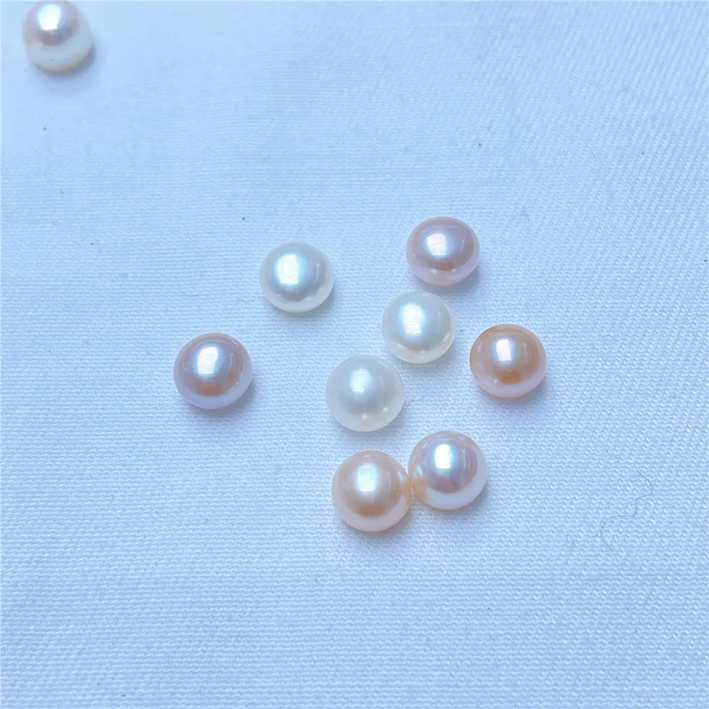 

Natural Freshwater Pearl Beaded High Quality Buttons Shape half hole Beads for Make Jewelry DIY Stud Earrings Ring Pendant