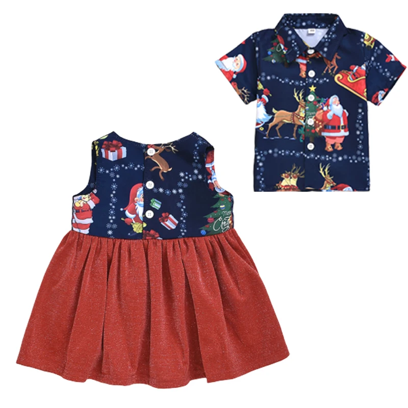 Фото Рождественская одежда для маленьких девочек мальчиков футболка наряды платье