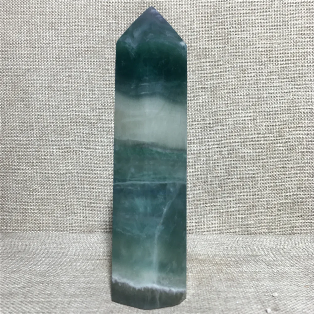 

Tower Natural Green Fluorite Quartz Crystal Collection Gift Home Furnishing Articles Reiki Healing Point Wand