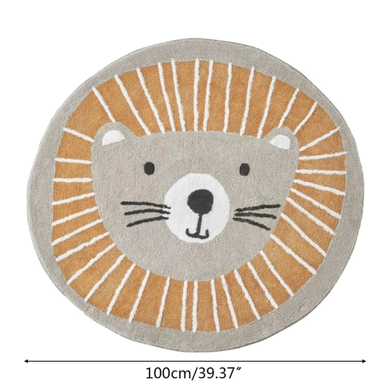 

50LE Baby Play Mat Crawling Carpet Kids Room Floor Rug Round Cartoon Lion Printed Game Pad Playmat Children Bedroom Decor