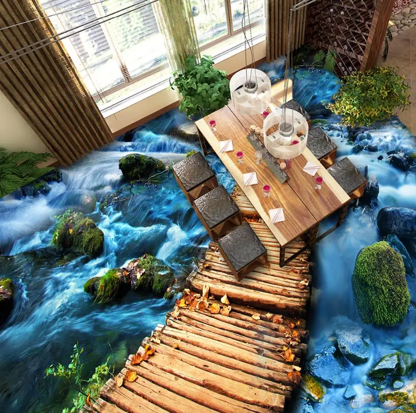 3d полы обои для стен маленький дорожный камень стереоскопический рулон
