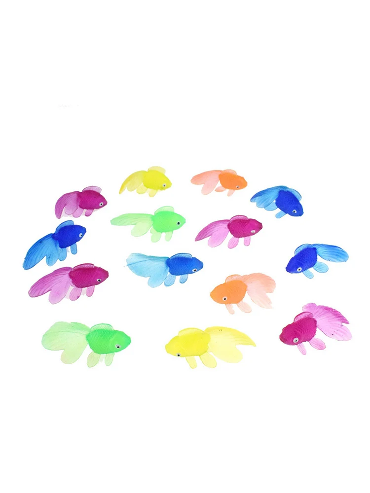 

10Pcs/Pack Novetly Children Fun Toys Mini Colorful PVC Plastic Vivid Small Goldfish Soft Fish Model Toy For Kids Random Color