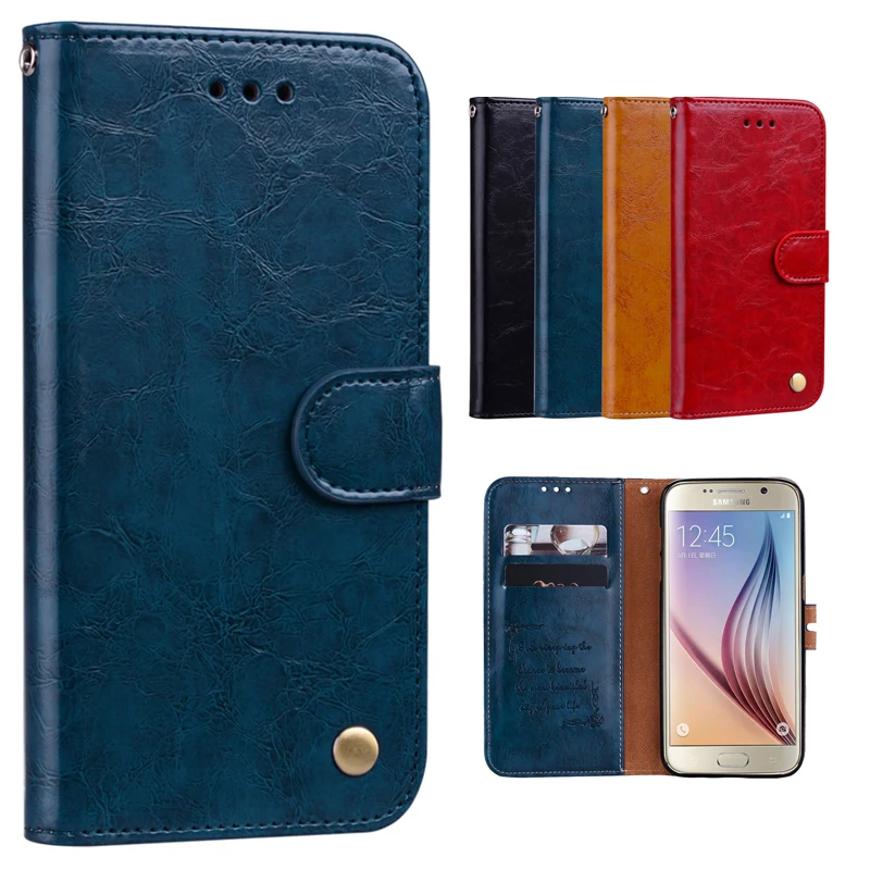 Магнитный чехол кошелек для Samsung S3 S4 Mini S5 S6 S7 Edge кожаный книжка с масляным воском S8