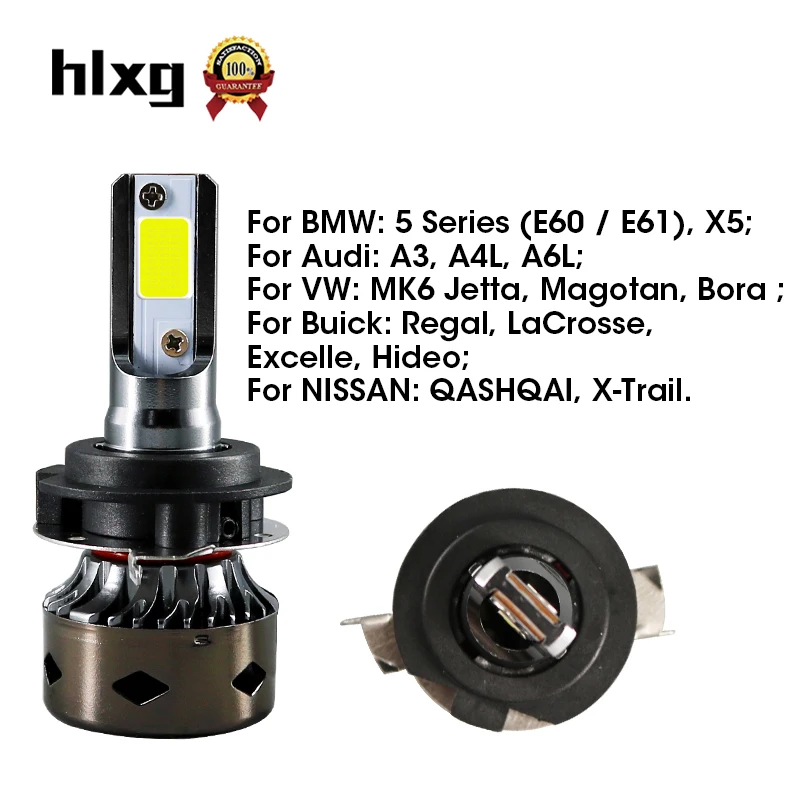 HLXG H7 светодиодный Canbus лампы для передних фар Volkswagen MK6 Jetta Magotan Bora Nissan Qashai BWM E60 X5 Buick
