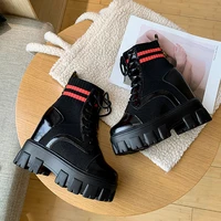 2021 new womens spring and autumn single tube boots breathable short boots increase the elasticity of the thick soled net red