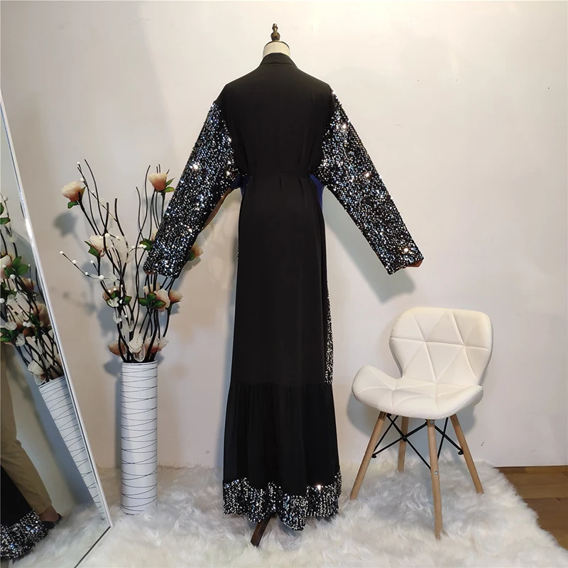 Черное кимоно для женщин кардиган мусульманский хиджаб платье турецкая