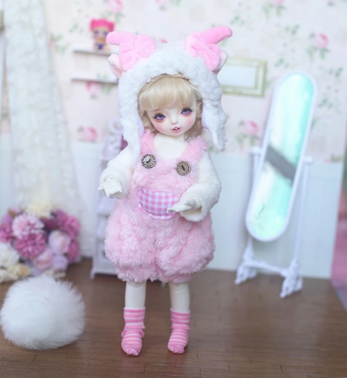 Одежда для куклы BJD, подходит для 1-6 размеров YOSD, розовые, коричневые плюшевые милые аксессуары