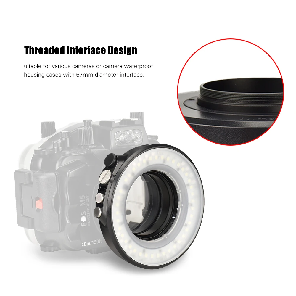 Водонепроницаемая светодиодная Кольцевая вспышка для видеокамеры лампа с