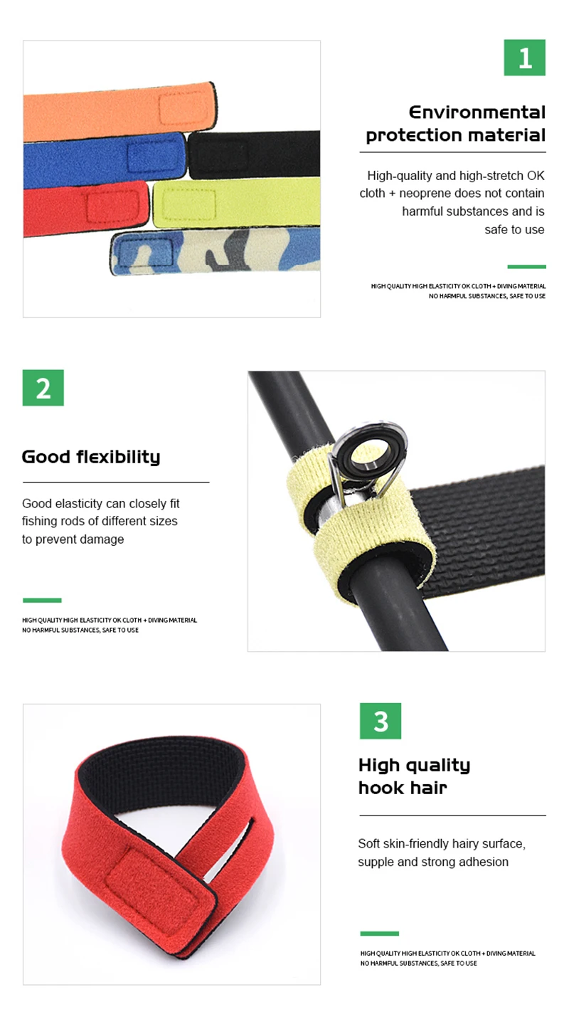 

1pcs Fishing Rod Tie Strap Belt Tackle Elastic Wrap Band Pole Holder Accessories Diving Materials Non-slip Firm