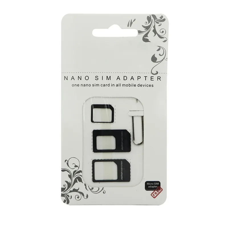 Оптовая продажа 4 в 1 Nano sim карта к Micro SIM Микро мини сим адаптер для iphone samsung 1000