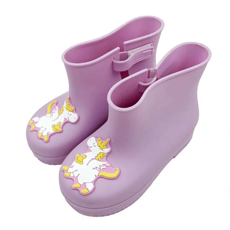 Purple Модные детские резиновые сапоги; нескользящая обувь для маленьких девочек; детские резиновые сапоги из пвх; Водонепроницаемая Обувь для маленьких мальчиков; Водонепроницаемая прозрачная обувь - Цвет: Purple