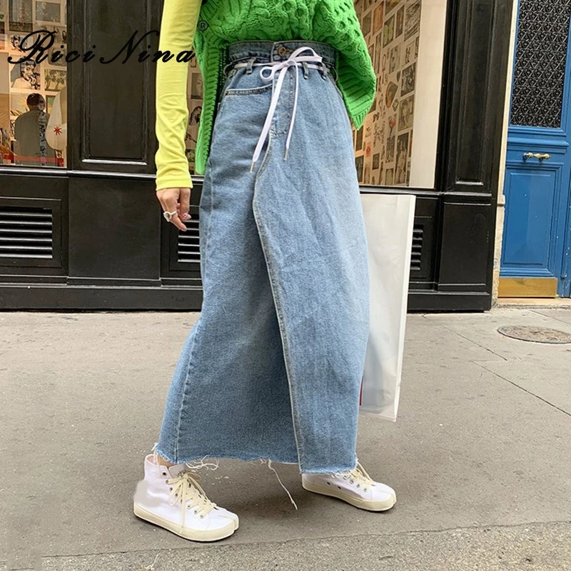 RICININA джинсовая юбка для женщин высокая талия длинные юбки s макси весна