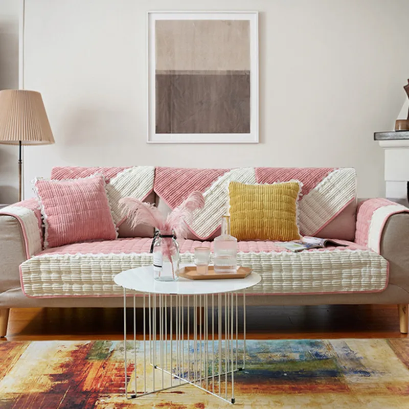

Living Room Sofa Cover Lattice Cotton Couch Cover Four Seasons Sofa Towel Jacquard Sofa Cushion L-shaped Sofa Protection Set