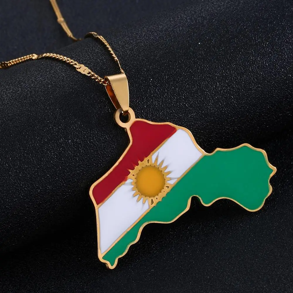 Из нержавеющей стали kurdivan Map Подвесные Ожерелья модные курдские ювелирные
