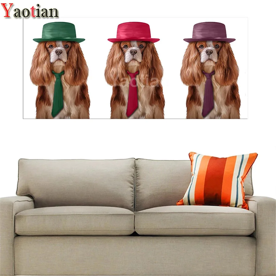 Большой DIY алмазная живопись держатель-Французский бульдог Чарльз спаниель 5D