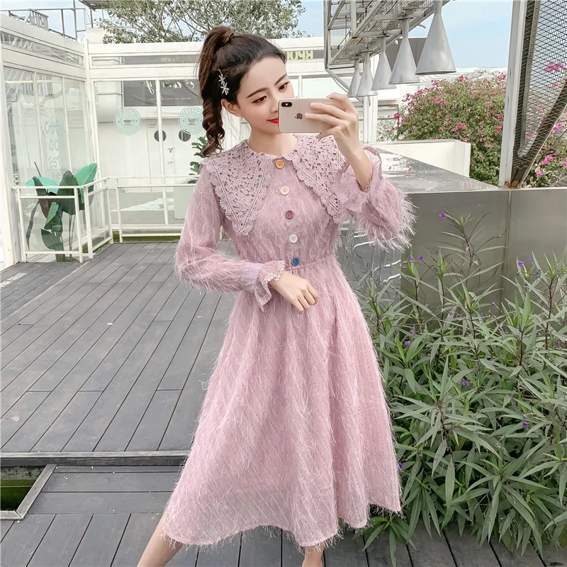 Женское кружевное платье с цветочной вышивкой праздничное принцессы длинным