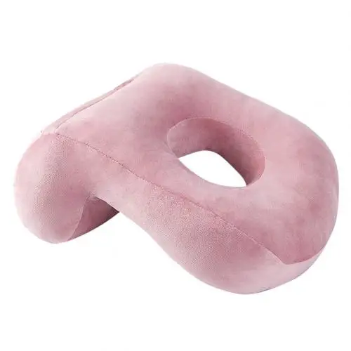 Light Pink Переносная дорожная подушка для шеи в полдень, мягкая подушка с отверстием для отдыха, портативная и легкая, можно носить с собой - Цвет: Light Pink