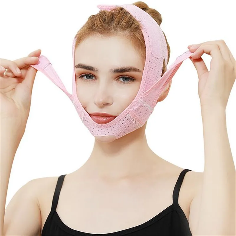 Дышащая V-образная повязка для подтяжки лица тонкая маска снижение двойного