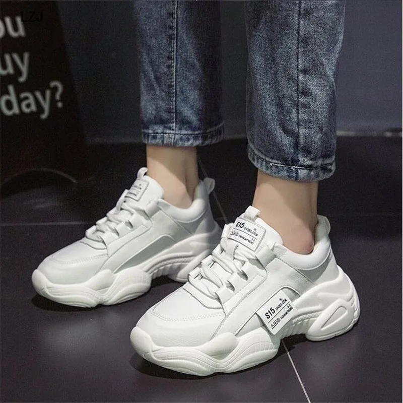 Женские кроссовки LZJ 2019 модные белые на платформе женская брендовая повседневная