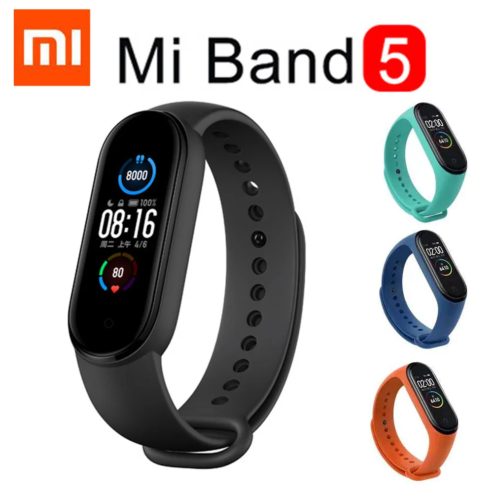 

Xiaomi Mi Band 5 Смарт-браслет AMOLED Miband 5 Смарт-Браслет фитнес-трекер Bluetooth спортивный водонепроницаемый браслет